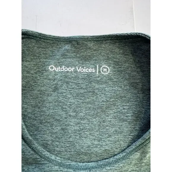 OUTDOOR VOICES Heather Green Slashback Crop Top High Neck Women's Medium - Picture 2 of 6